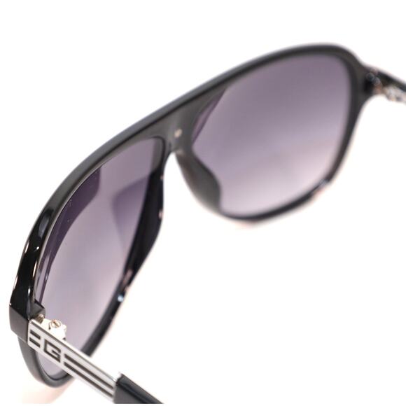 Guess Pilot Sunglasses - Shiny Black and Silver / Grey Gradient - NWT - Picture 10 of 11